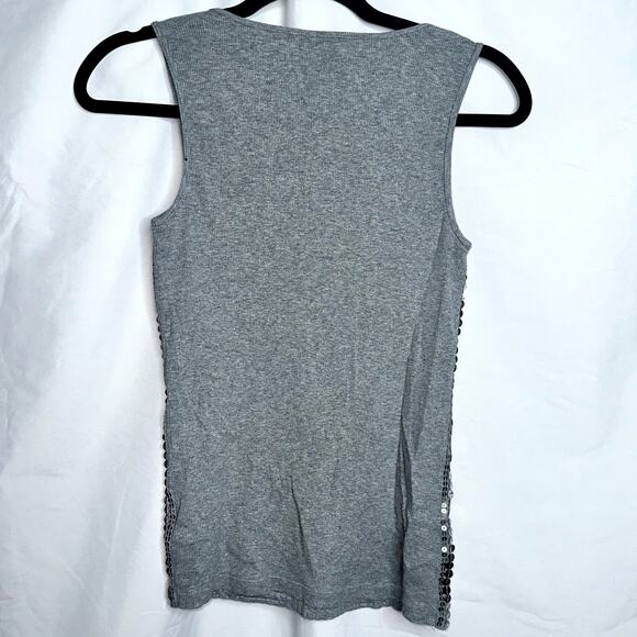 Michael Kors Womens Size Medium Silver Sequined Jersy Stretch Tank Top - Picture 4 of 6